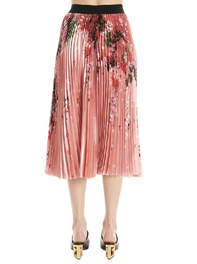 Shop Givenchy Floral Printed Pleated Skirt In Pink