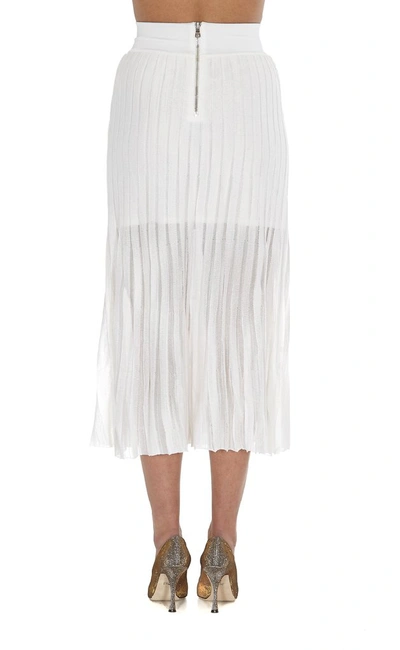 Shop Balmain Pleated Skirt In White