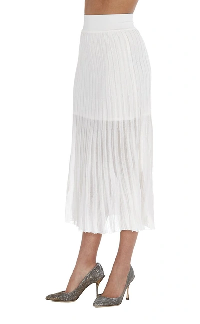 Shop Balmain Pleated Skirt In White