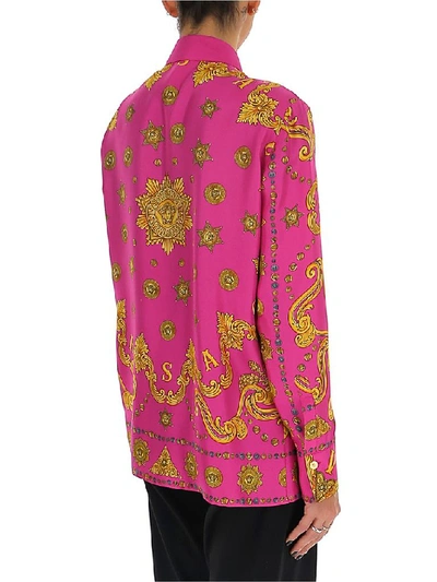 Shop Versace Motif Printed Shirt In Pink