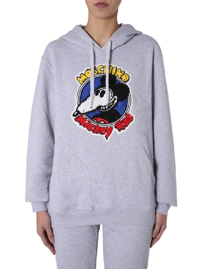 Shop Moschino Mickey Print Sweatshirt In Grey