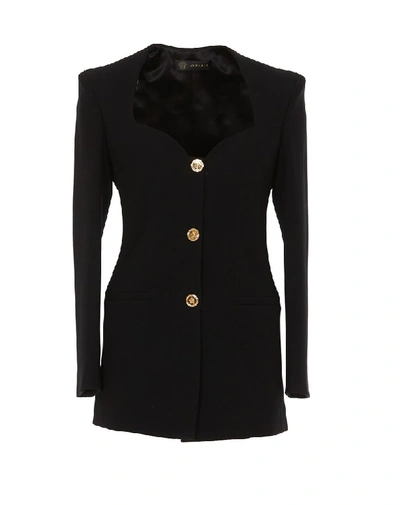 Shop Versace Buttoned Blazer In Black