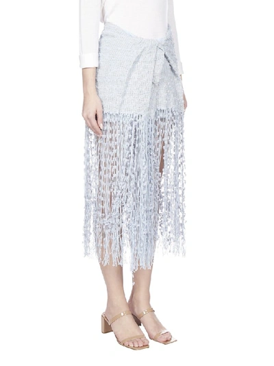 Shop Jacquemus Woven Fringed Skirt In Blue