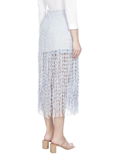 Shop Jacquemus Woven Fringed Skirt In Blue