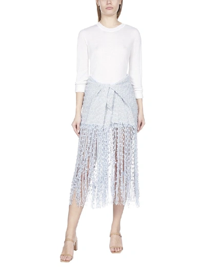 Shop Jacquemus Woven Fringed Skirt In Blue