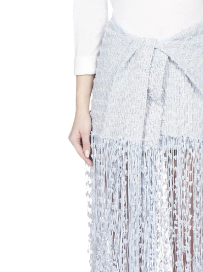 Shop Jacquemus Woven Fringed Skirt In Blue