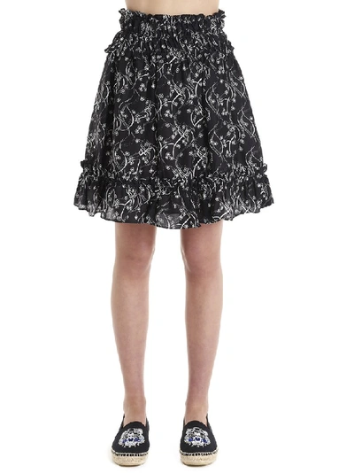 Shop Kenzo Floral Print Skirt In Black