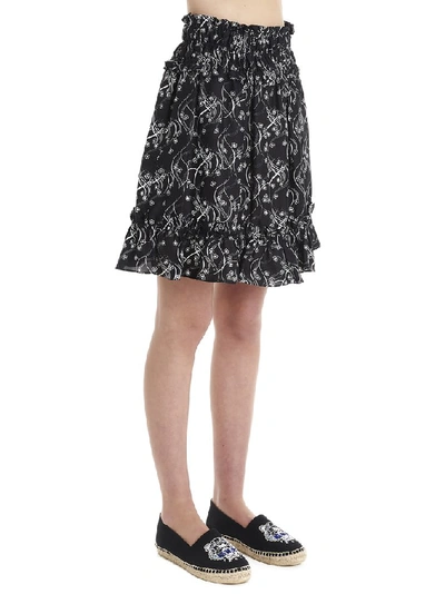 Shop Kenzo Floral Print Skirt In Black