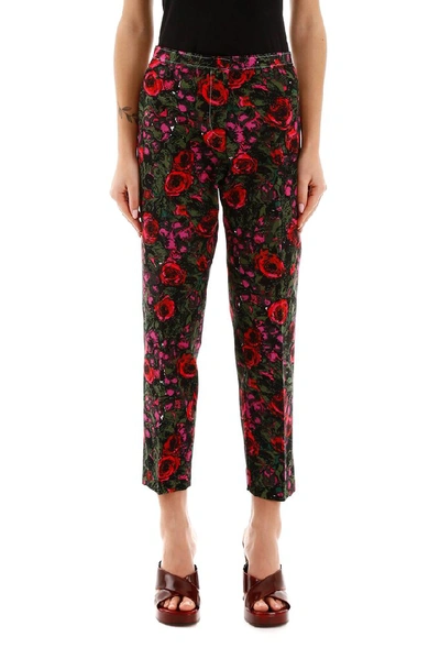 Shop Marni Floral Print Pencil Trousers In Multi