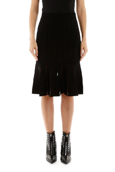 Shop Alexander Mcqueen Ruffled Hem Midi Skirt In Black