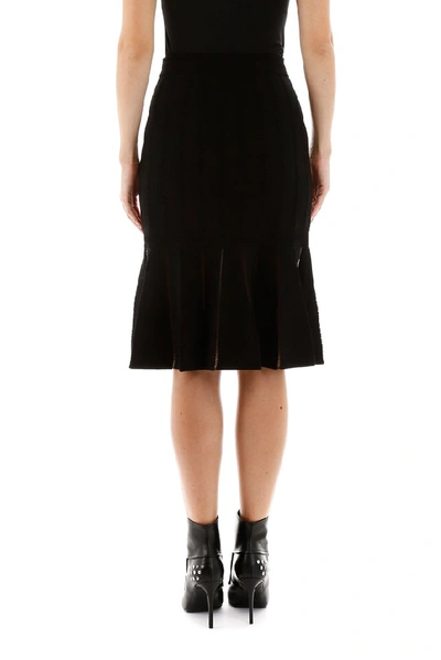 Shop Alexander Mcqueen Ruffled Hem Midi Skirt In Black