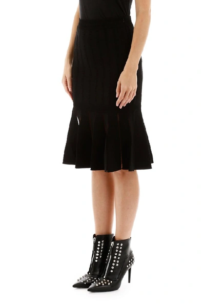 Shop Alexander Mcqueen Ruffled Hem Midi Skirt In Black