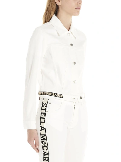 Shop Stella Mccartney Logo Denim Jacket In White
