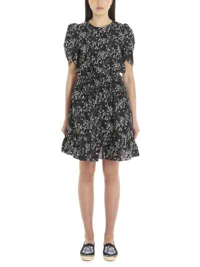 Shop Kenzo Floral Print Dress In Black