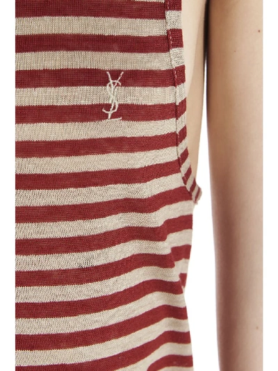 Shop Saint Laurent Striped Top In Multi