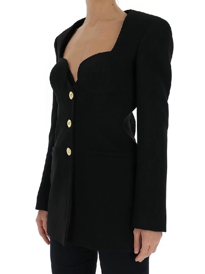 Shop Versace Sweetheart Blazer In Black