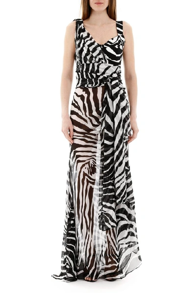 Shop Dolce & Gabbana Zebra Print Sheer Maxi Dress In Multi