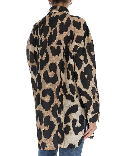 Shop Ganni Leopard Print Shirt In Multi