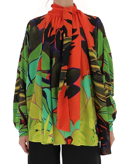 Shop Valentino Pussybow Printed Blouse In Multi