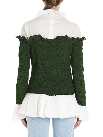 Shop Loewe Frill Smock Overlay Top In Green