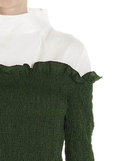 Shop Loewe Frill Smock Overlay Top In Green