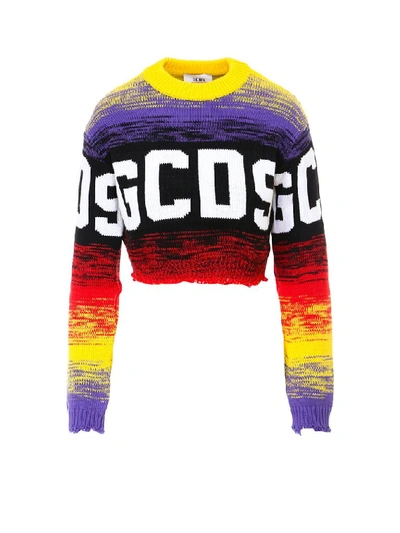 Shop Gcds Logo Cropped Sweater In Multi