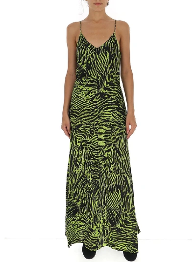 Shop Ganni Tiger Print Maxi Dress In Green