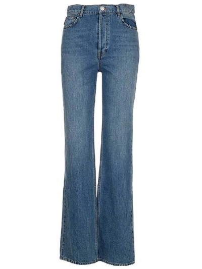 Shop Balenciaga Wide Leg Jeans In Blue