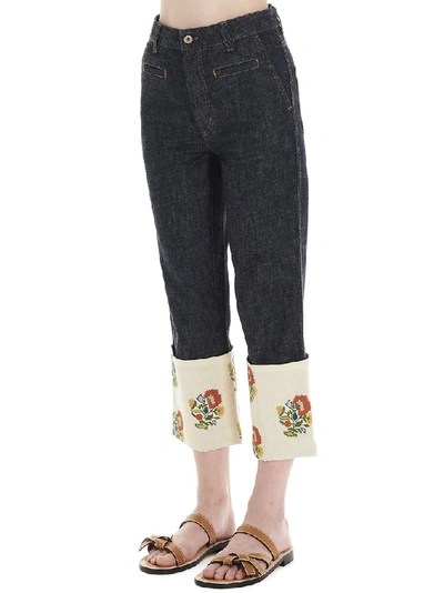 Shop Loewe Cropped Flared Jeans In Blue
