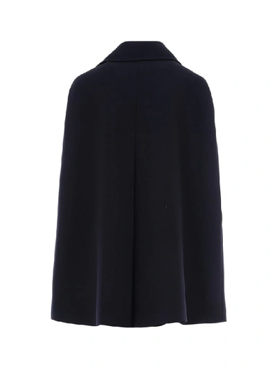 Shop Valentino Double Breasted Cape In Blue