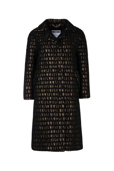 Shop Moschino All Over Logo Coat In Multi