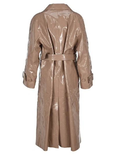 Shop Fendi Karligraphy Belted Trench Coat In Beige