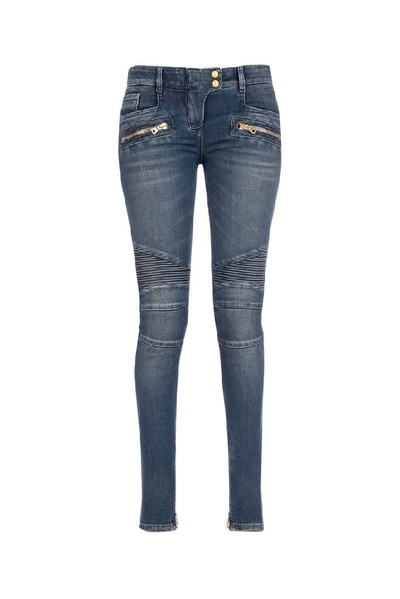 Shop Balmain Skinny Jeans In Blue