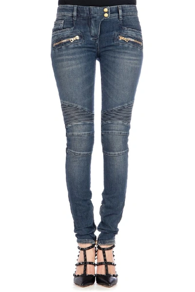 Shop Balmain Skinny Jeans In Blue