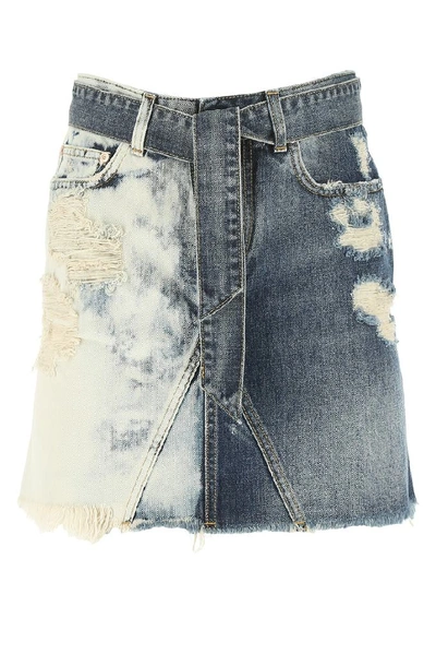 Shop Givenchy Distressed Denim Skirt In Blue