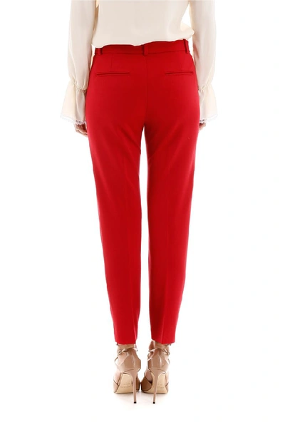 Shop Pinko Cropped Cigarette Trousers In Red