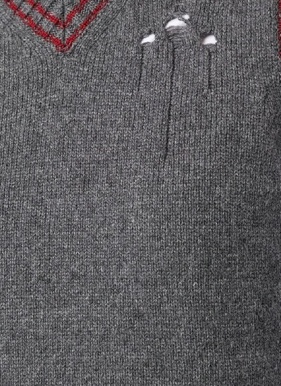 Shop Maison Margiela V Neck Knitted Vest In Grey