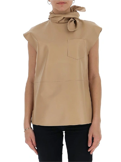 Shop Givenchy Sleeveless Leather Top In Beige