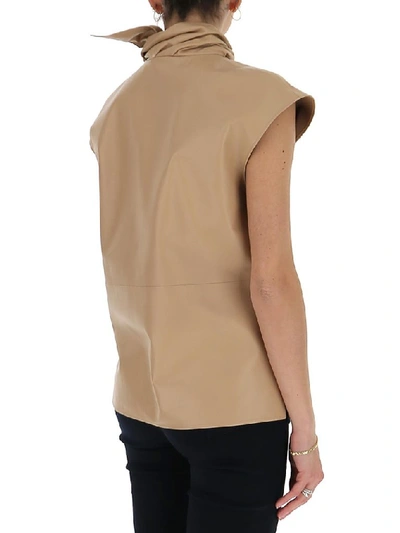 Shop Givenchy Sleeveless Leather Top In Beige