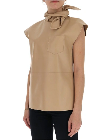 Shop Givenchy Sleeveless Leather Top In Beige