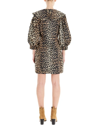 Shop Ganni Leopard Print Mini Dress In Multi