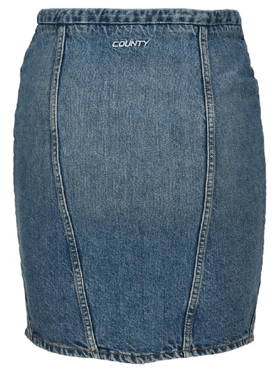 Shop Marcelo Burlon County Of Milan Mini Denim Skirt In Blue
