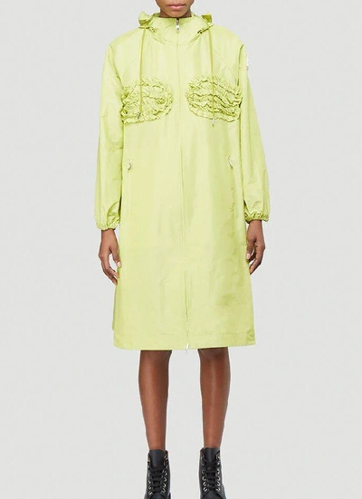 Shop Moncler Genius Moncler X Simone Rocha Ruffle Detail Raincoat In Green