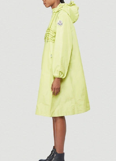 Shop Moncler Genius Moncler X Simone Rocha Ruffle Detail Raincoat In Green