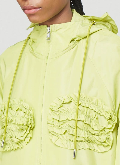 Shop Moncler Genius Moncler X Simone Rocha Ruffle Detail Raincoat In Green