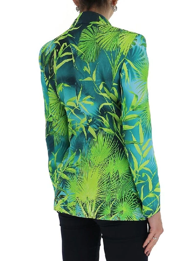 Shop Versace Jungle Print Blazer In Green