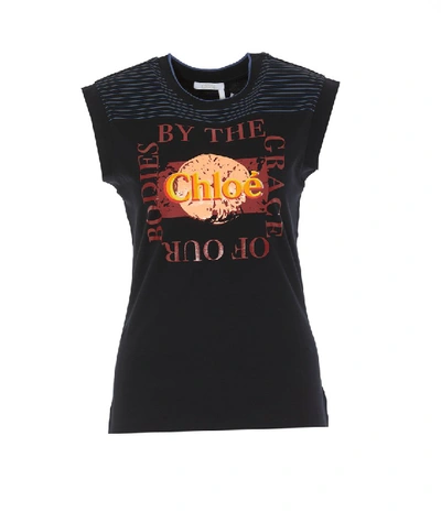 Shop Chloé Logo Sleeveless Top In Black