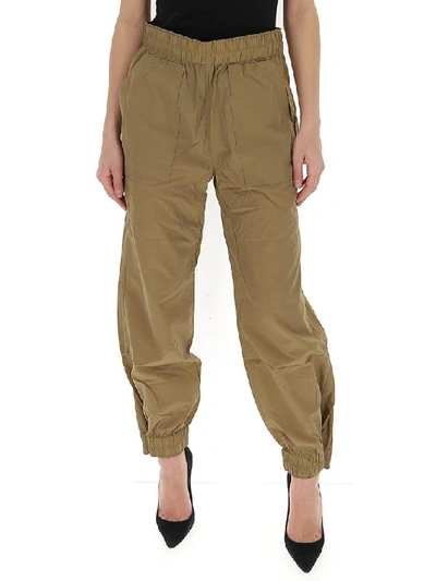 Shop Ganni Crinkled Tech Cargo Trousers In Brown