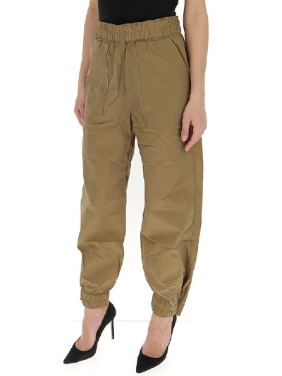 Shop Ganni Crinkled Tech Cargo Trousers In Brown