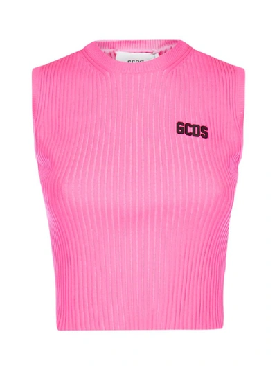 Shop Gcds Logo Cropped Top In Pink